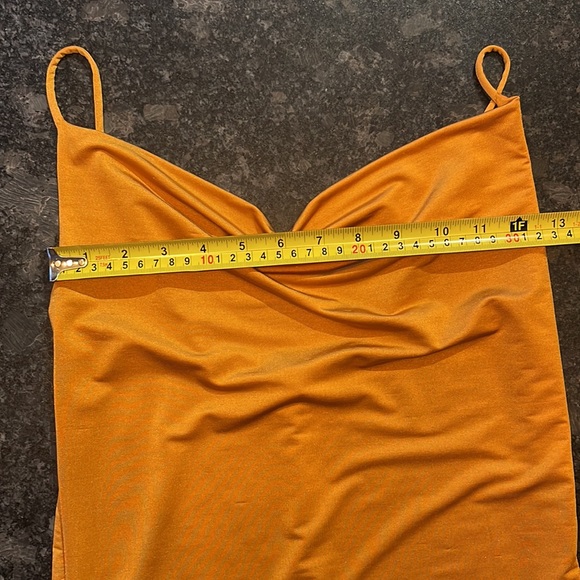 Revamped - Orange Fitted Satin Mini Dress - Picture 3 of 5